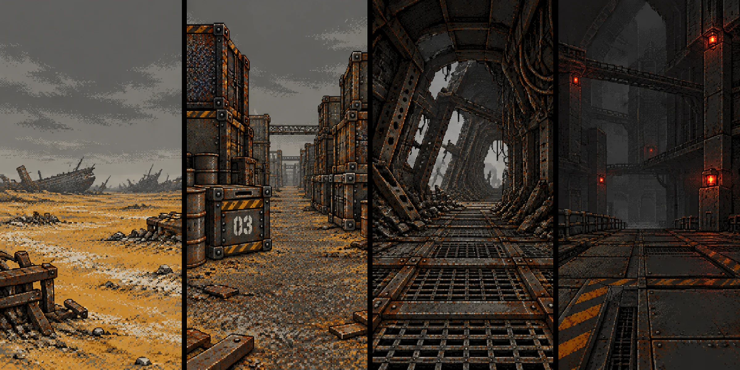 The four Yards: The Flats, Salvage Yard 03, The Wreck and Deep Hulk
